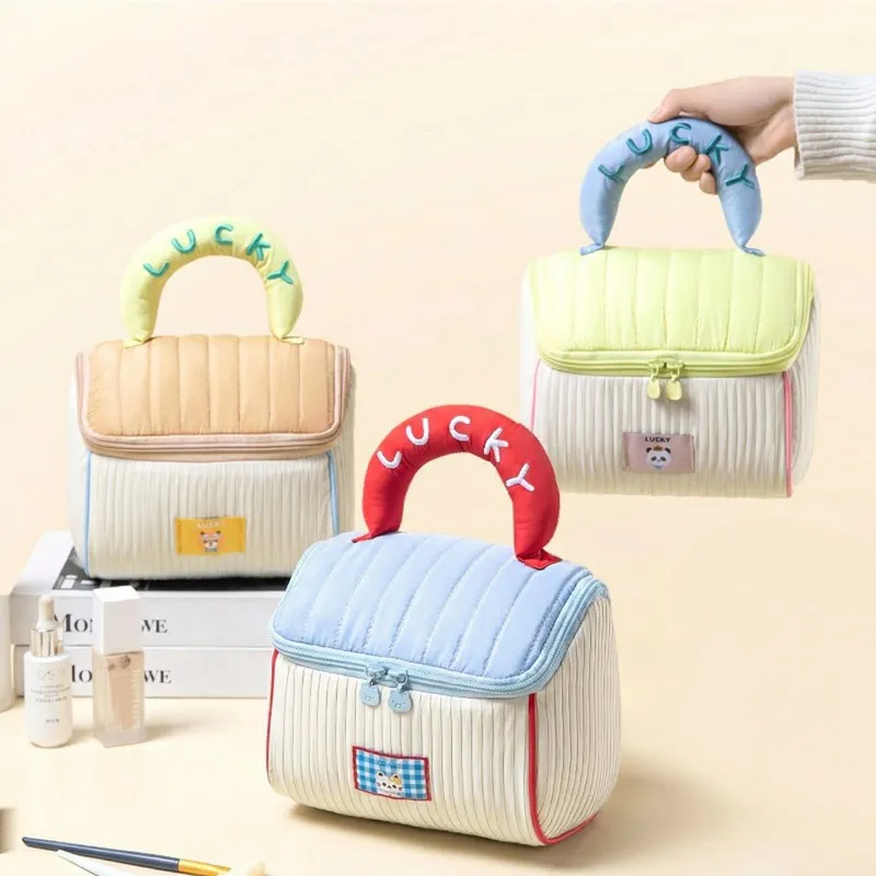 Fun Cottage Storage Bag Portable House Makeup Bag Thickened Large Capacity Toiletry Bag Soft Handheld Storage Bag Yellow-5