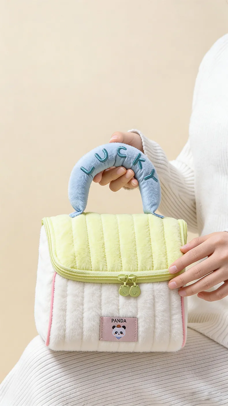 Fun Cottage Storage Bag Portable House Makeup Bag Thickened Large Capacity Toiletry Bag Soft Handheld Storage Bag Yellow-3