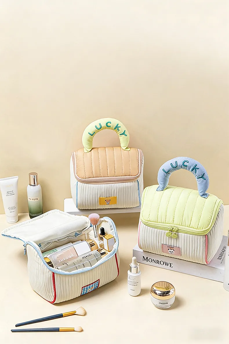 Fun Cottage Storage Bag Portable House Makeup Bag Thickened Large Capacity Toiletry Bag Soft Handheld Storage Bag Yellow-5