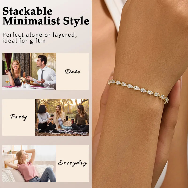 Gypsophila Roman Bracelet with Full Rhinestones, Stretchable and Adjustable, Versatile Creative Jewelry Gold-5