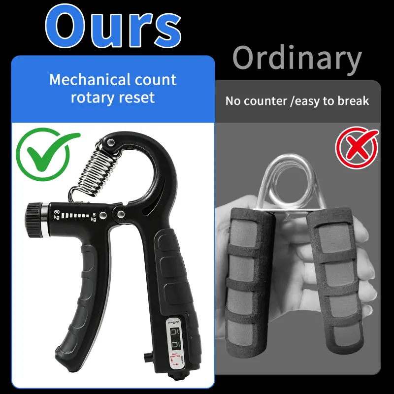VoVoDeal 60kg Adjustable Hand Grip with Counter - Pro Forearm Trainer Black-7