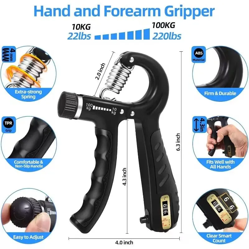 VoVoDeal Adjustable Hand Grip with Digital Counter - Pro Strength Trainer for Men & Women Black-5
