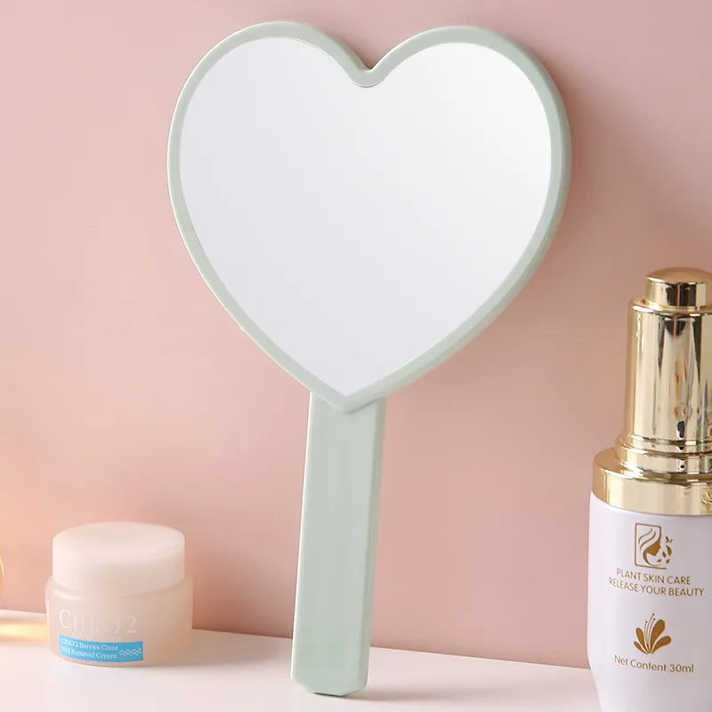 Handheld Makeup Mirror, Heart-Shaped Small Mirror, Portable Mini Hand Mirror for Girls, HD Handheld Mirror for Touch-Ups Green-3