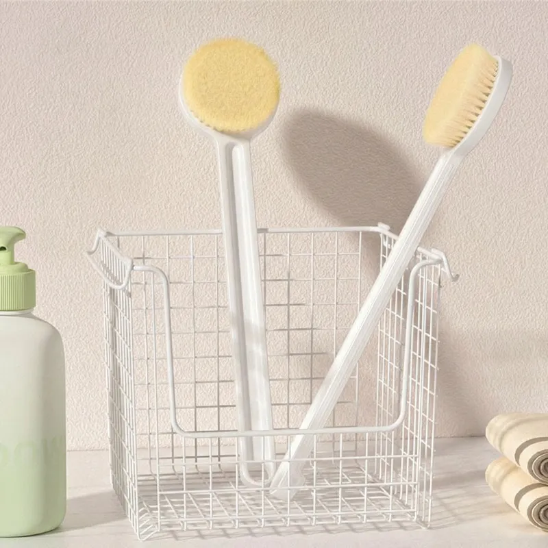 HandleMassage Japanese Style Bath Rubbing Bathing Artifact Long Handle Bath Brush Soft Shower Brush White-3