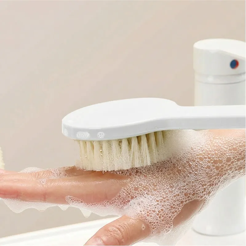 HandleMassage Japanese Style Bath Rubbing Bathing Artifact Long Handle Bath Brush Soft Shower Brush White-5