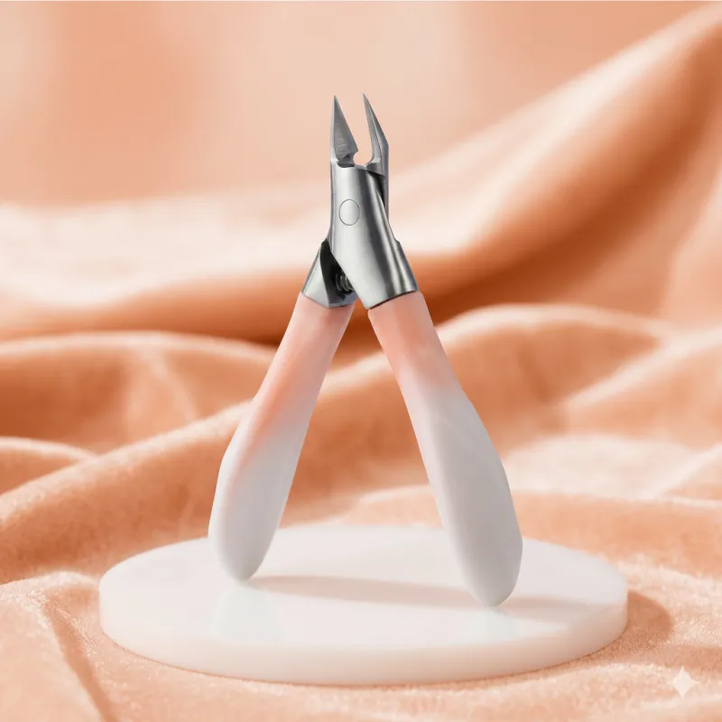 High-precision cuticle scissors, stainless steel eagle-beak pliers, angled nail clippers, ultra-sharp cuticle scissors Pink-2