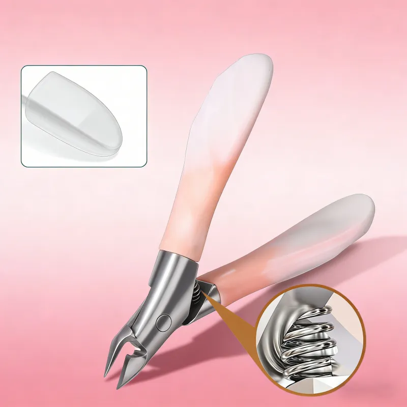 High-precision cuticle scissors, stainless steel eagle-beak pliers, angled nail clippers, ultra-sharp cuticle scissors Pink-2