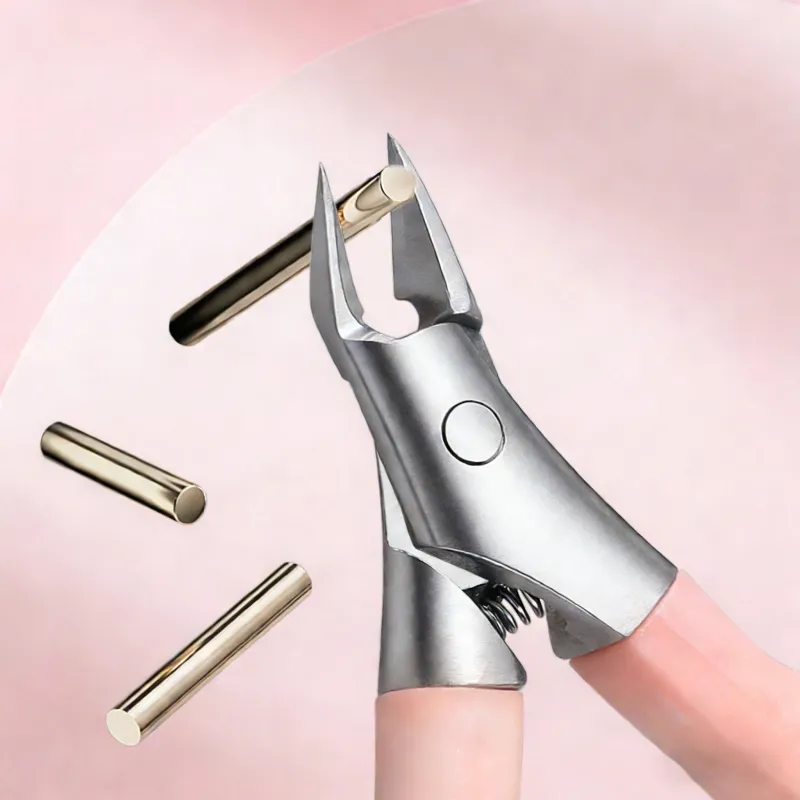 High-precision cuticle scissors, stainless steel eagle-beak pliers, angled nail clippers, ultra-sharp cuticle scissors Pink-5