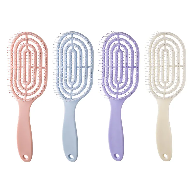 Hollow-out rib comb, volumizing top, fits the scalp, massage comb for meridians, smooths hair, detangles White S-3