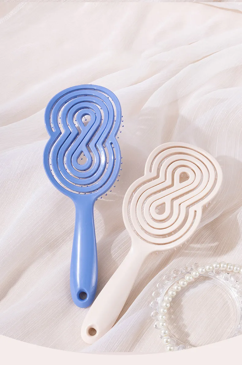 Hollow Smooth Hair Comb for Women, Ribbed Volumizing Styling Massage Comb, Women's Air Cushion Elastic Hollow Comb Green-1