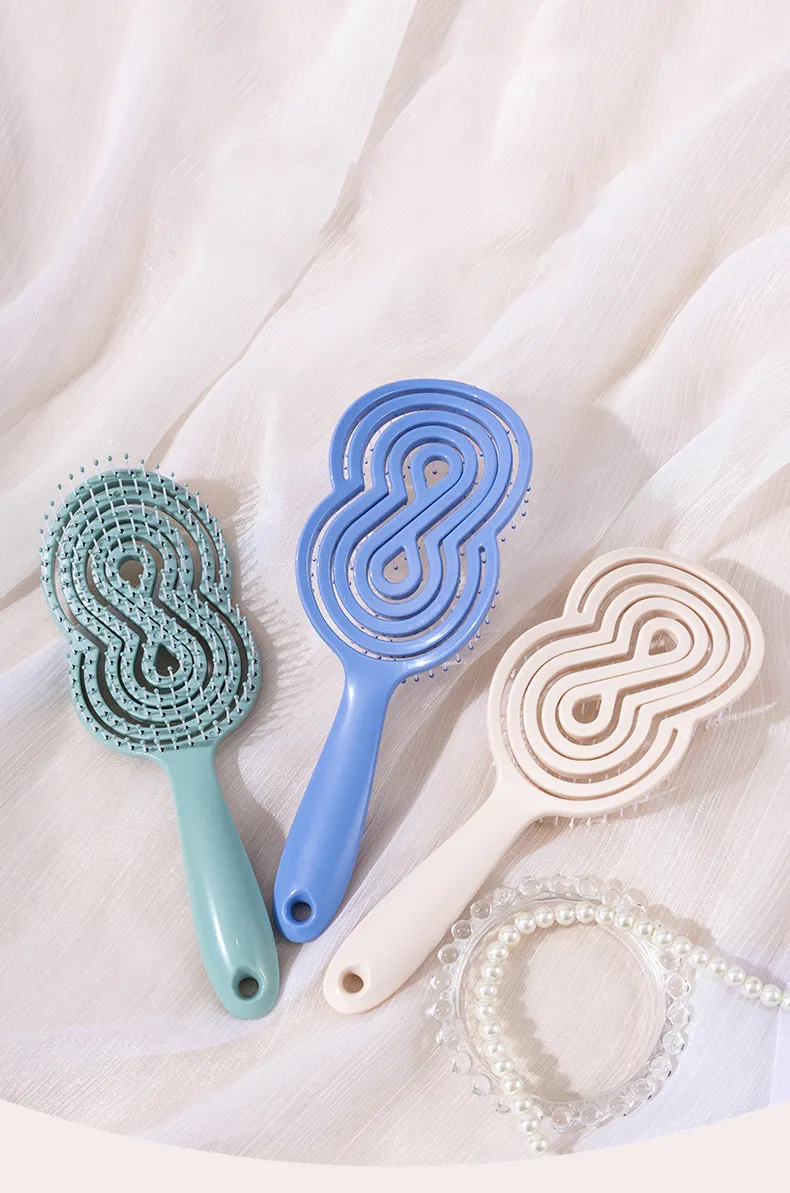 Hollow Smooth Hair Comb for Women, Ribbed Volumizing Styling Massage Comb, Women's Air Cushion Elastic Hollow Comb Green-2