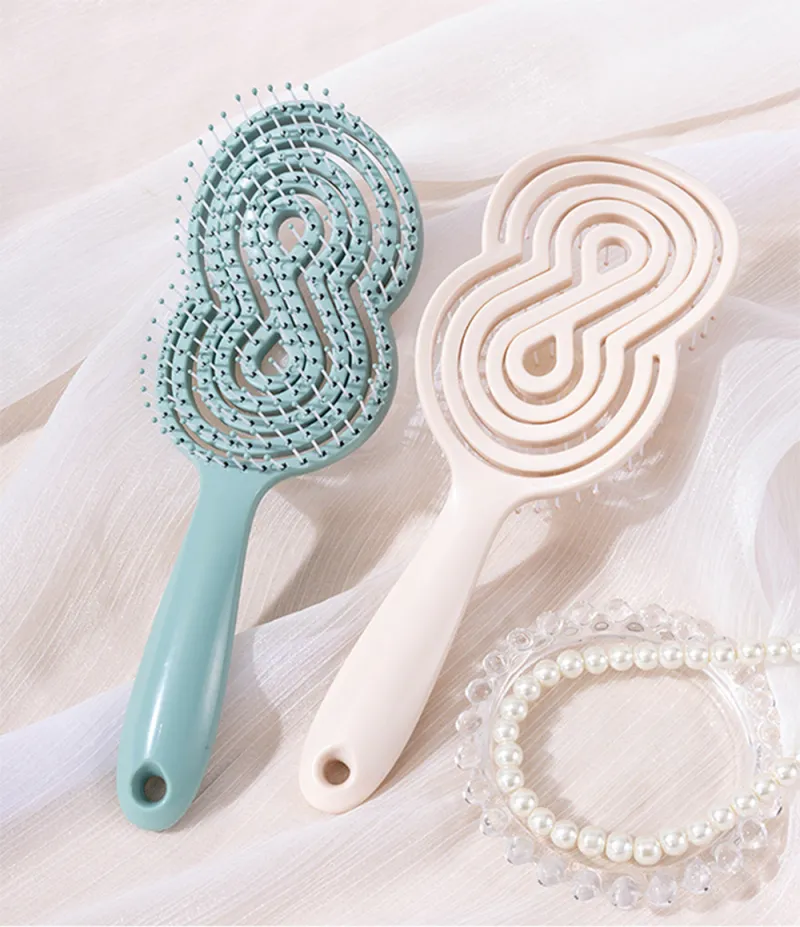 Hollow Smooth Hair Comb for Women, Ribbed Volumizing Styling Massage Comb, Women's Air Cushion Elastic Hollow Comb White-1