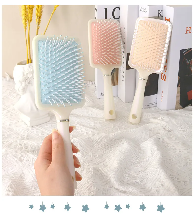 Home Use Women's Volumizing Root Styling Comb with Built-in Cleaning, Plastic Massage Scalp Airbag Cushion, Hair Care comb Gold L-2