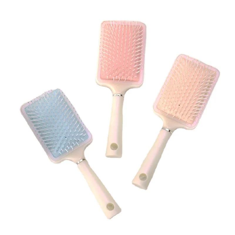Home Use Women's Volumizing Root Styling Comb with Built-in Cleaning, Plastic Massage Scalp Airbag Cushion, Hair Care comb Blue L-3