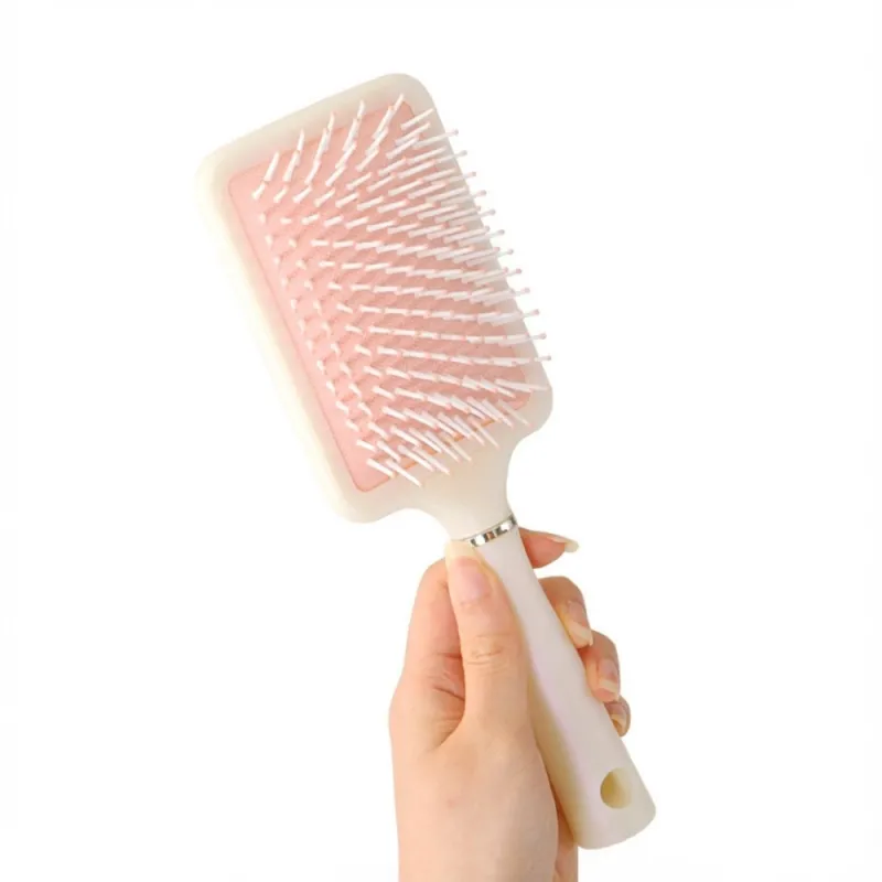 Home Use Women's Volumizing Root Styling Comb with Built-in Cleaning, Plastic Massage Scalp Airbag Cushion, Hair Care comb Pink