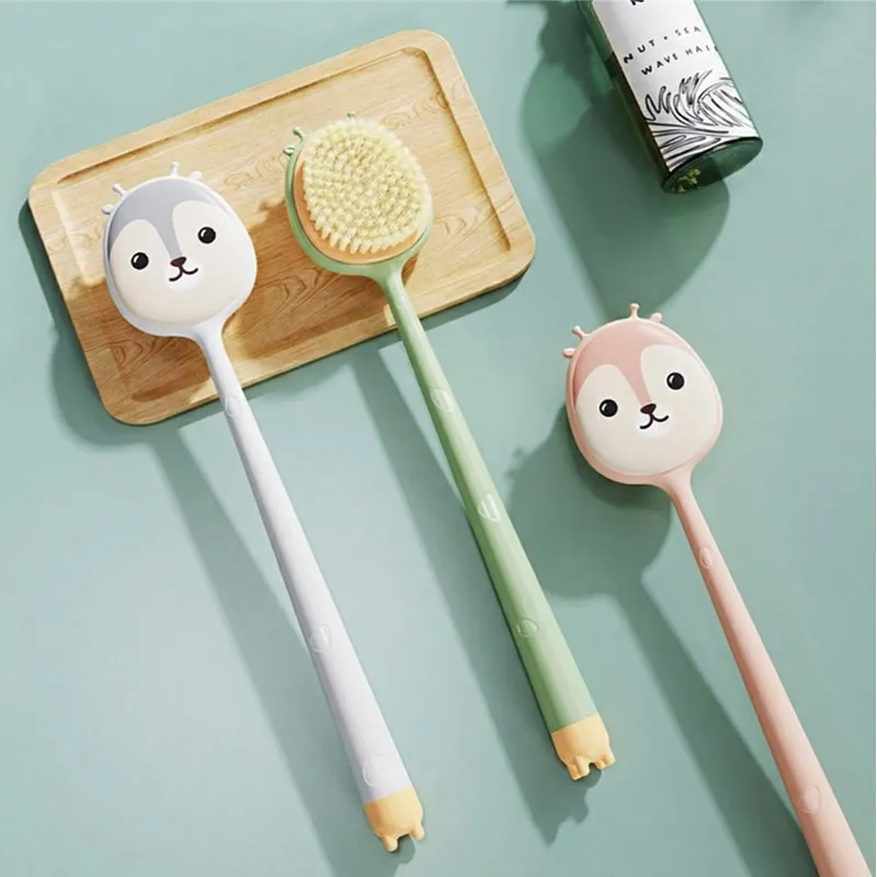 Household Bath Brush, Long-Handle Soft Bristle Dual-Use, Cute Strong Scrubbing Body Brush Pink-5