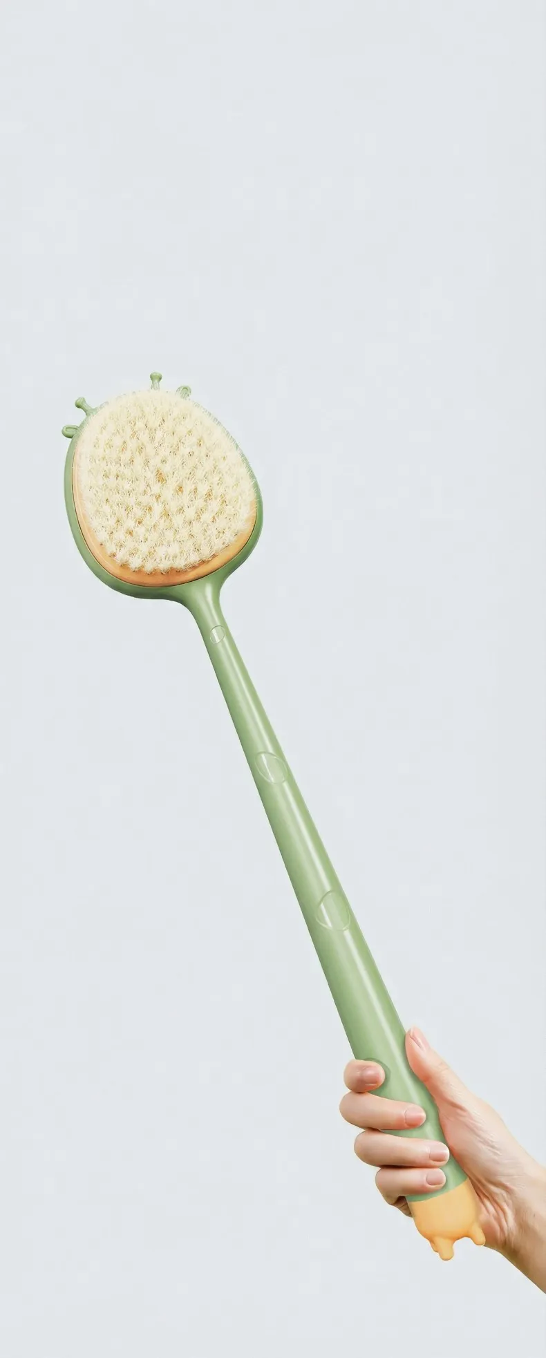 Household Bath Brush, Long-Handle Soft Bristle Dual-Use, Cute Strong Scrubbing Body Brush Pink-1