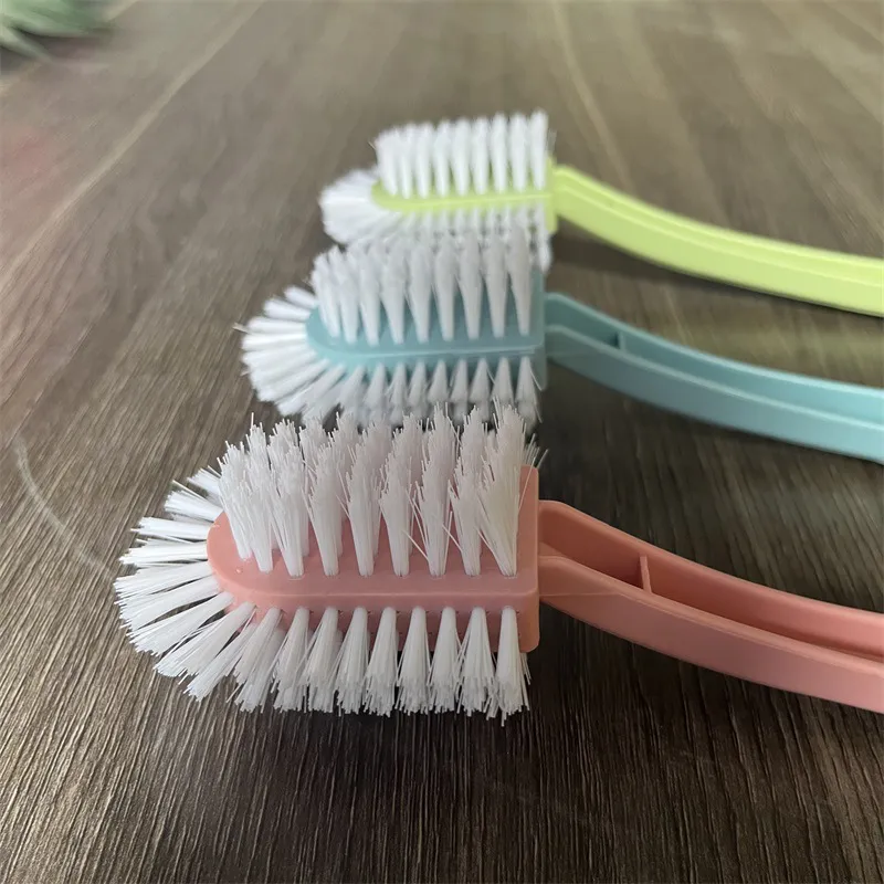 Household multifunctional all-around five-sided shoe brush , cleans shoes without damaging them Pink-2