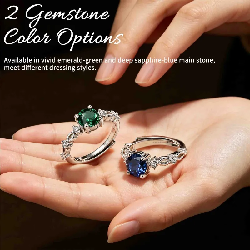 Imitation S925 Silver Platinum-Plated Moissanite Ring for Women Blue-3