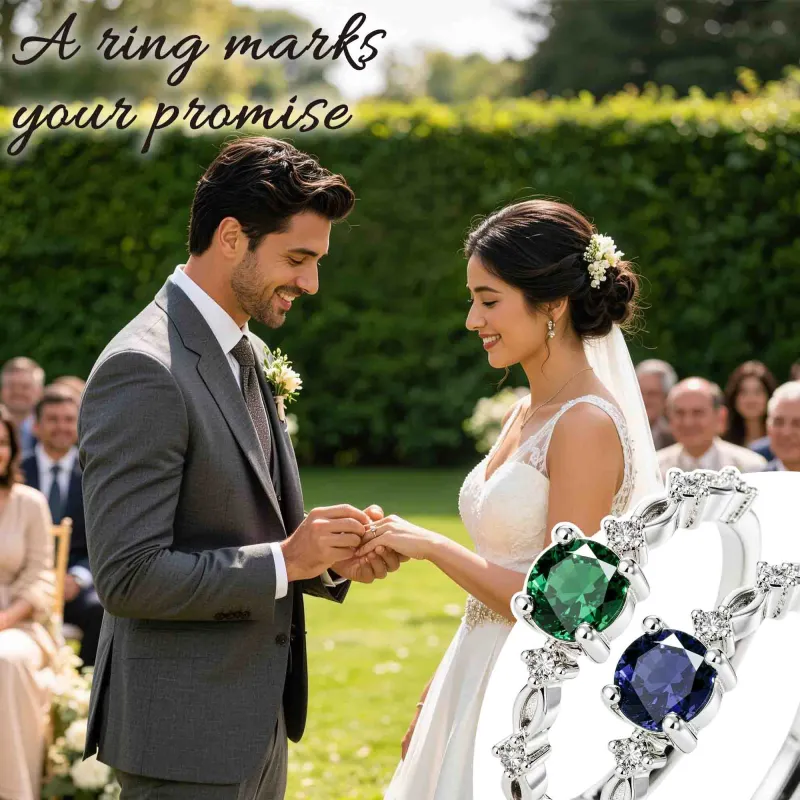 Imitation S925 Silver Platinum-Plated Moissanite Ring for Women Blue-7
