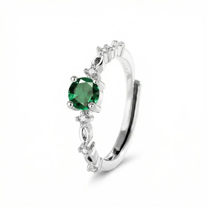 Imitation S925 Silver Platinum-Plated Moissanite Ring for Women