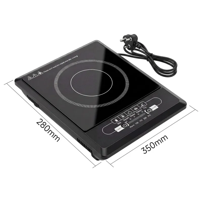 Ultra-Fast 2200W Induction Cooktop with Ceramic Glass Panel – Smart Electric Chulha with Specialized Curry & Fry Modes (16A Indian Plug) Black  39*31*9.5-10