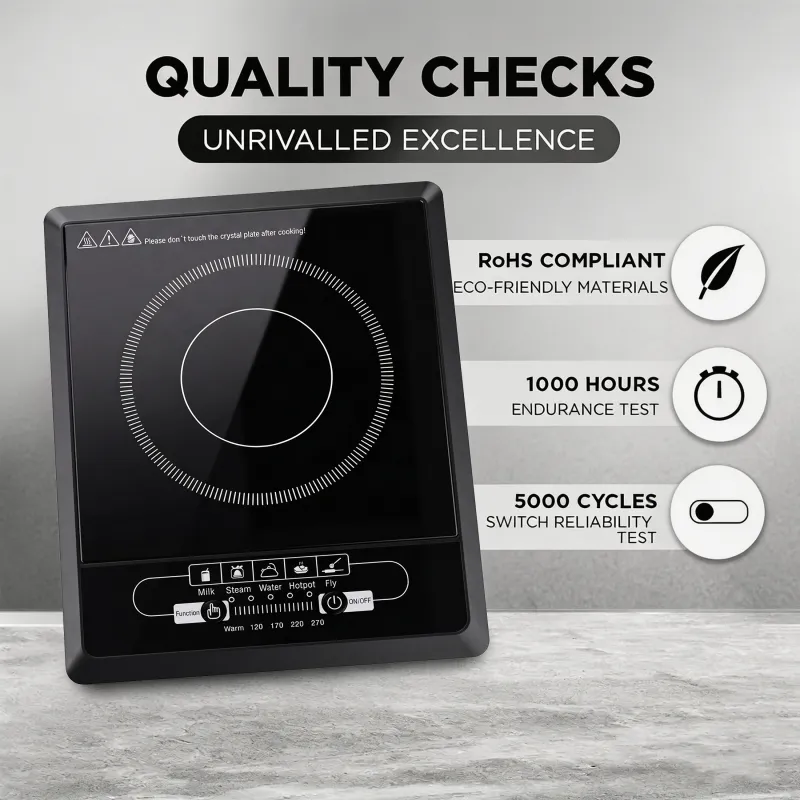 Ultra-Fast 2200W Induction Cooktop with Ceramic Glass Panel – Smart Electric Chulha with Specialized Curry & Fry Modes (16A Indian Plug) Black  39*31*9.5-4