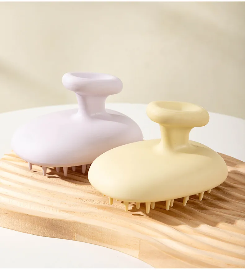 Japanese-style massage coarse-tooth integrated shampoo brush for men and women, cleans and relieves itchy scalp, dual-use for wet and dry cleaning Yellow S-1