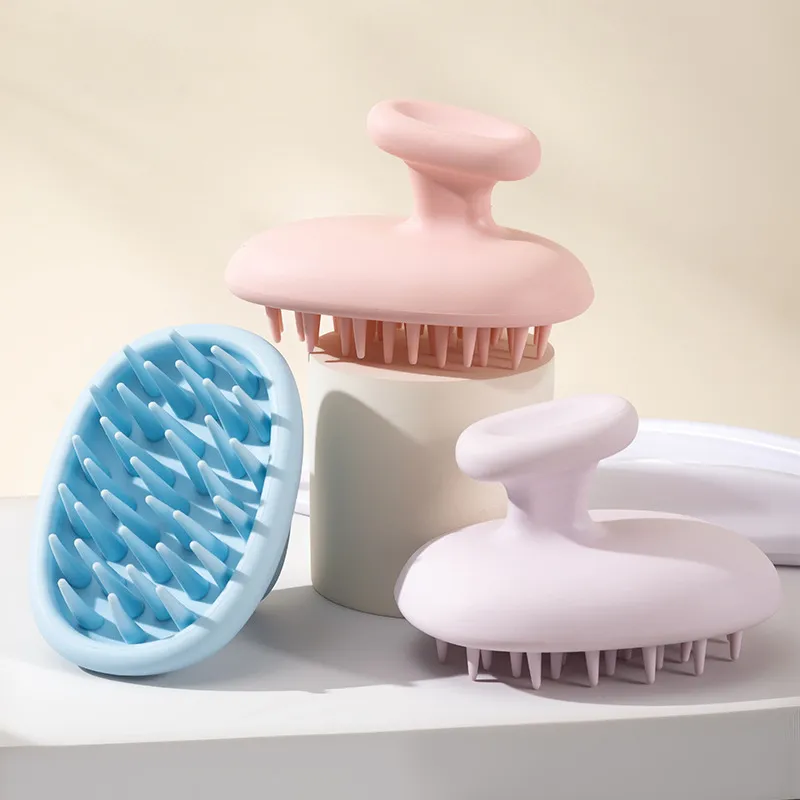 Japanese-style massage coarse-tooth integrated shampoo brush for men and women, cleans and relieves itchy scalp, dual-use for wet and dry cleaning Pink S-4