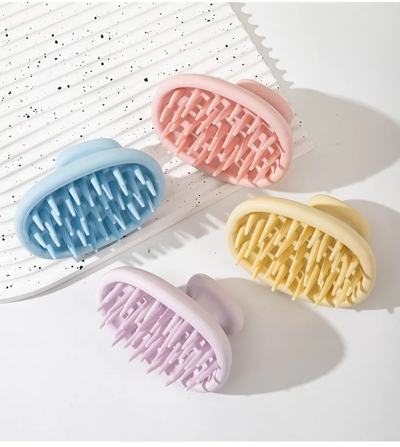 Japanese-style massage coarse-tooth integrated shampoo brush for men and women, cleans and relieves itchy scalp, dual-use for wet and dry cleaning Pink S-2