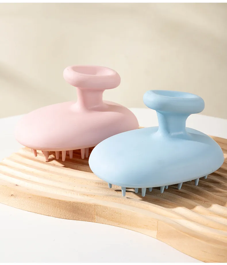 Japanese-style massage coarse-tooth integrated shampoo brush for men and women, cleans and relieves itchy scalp, dual-use for wet and dry cleaning Pink S-3