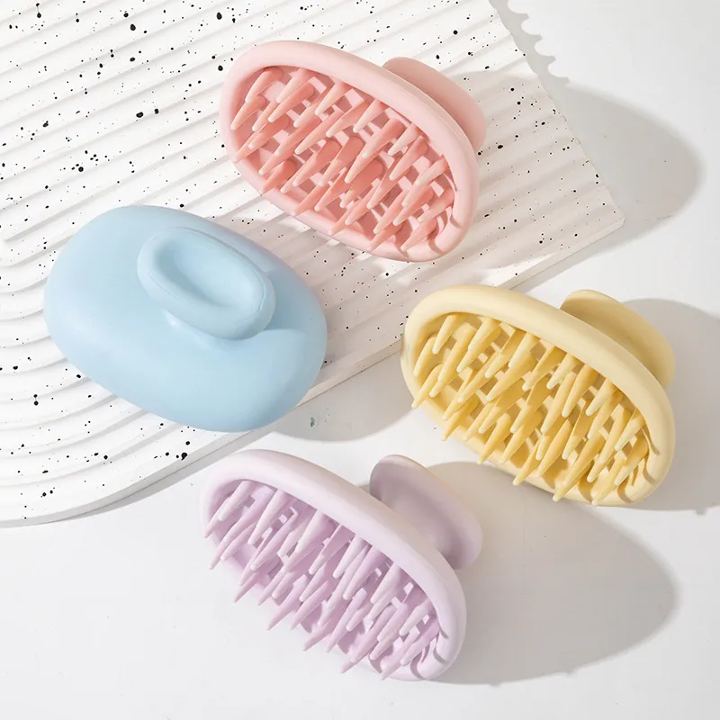 Japanese-style massage coarse-tooth integrated shampoo brush for men and women, cleans and relieves itchy scalp, dual-use for wet and dry cleaning Purple S-2