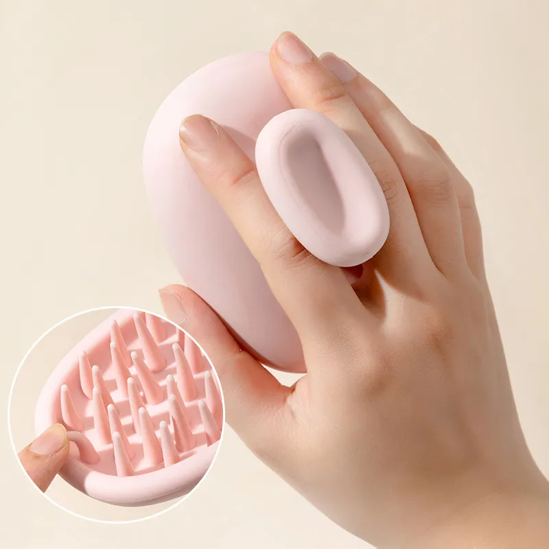 Japanese-style massage coarse-tooth integrated shampoo brush for men and women, cleans and relieves itchy scalp, dual-use for wet and dry cleaning Purple S-3