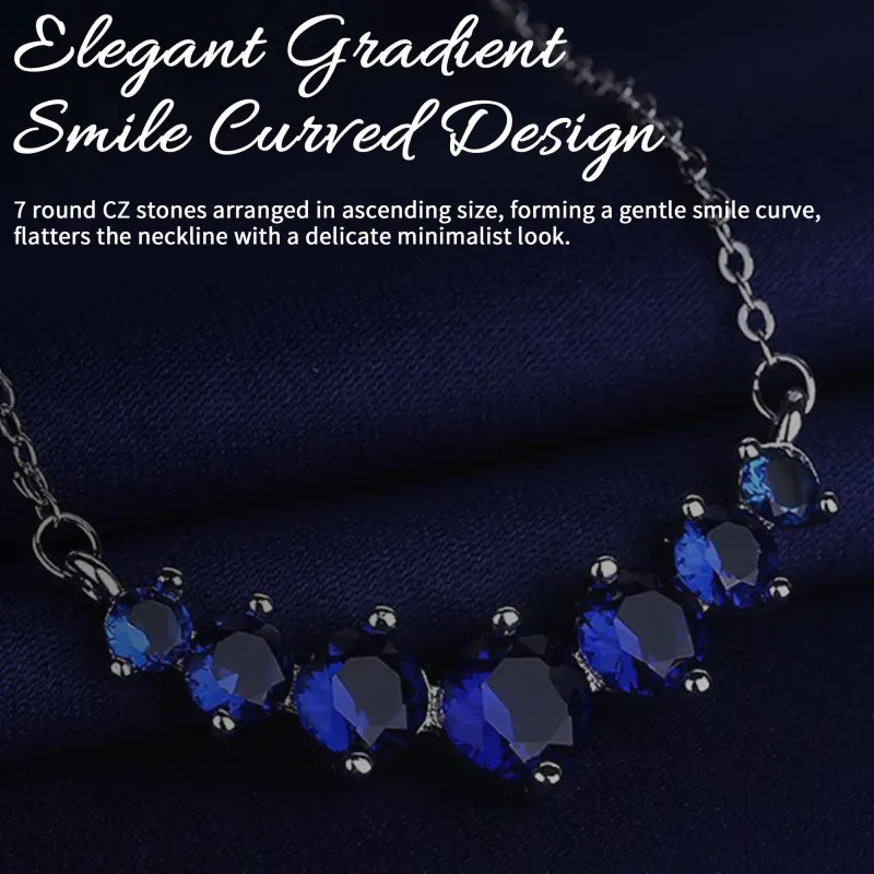 Korean and Japanese hot-selling new Moissanite straight pendant necklace for women, clavicle chain jewelry Blue-3