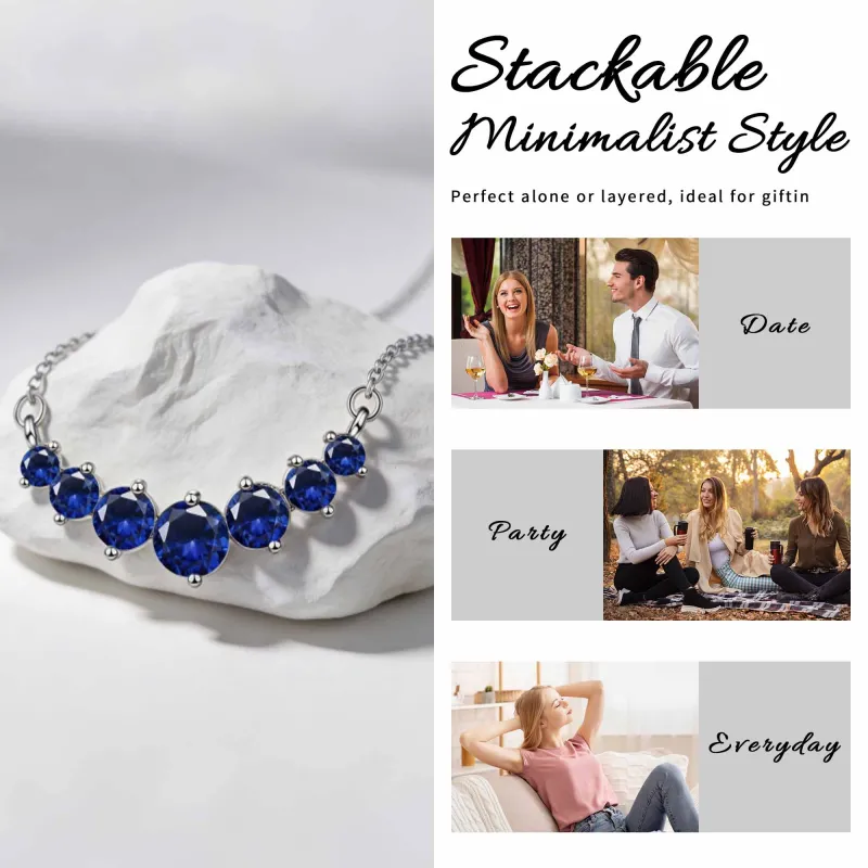 Korean and Japanese hot-selling new Moissanite straight pendant necklace for women, clavicle chain jewelry Blue-6