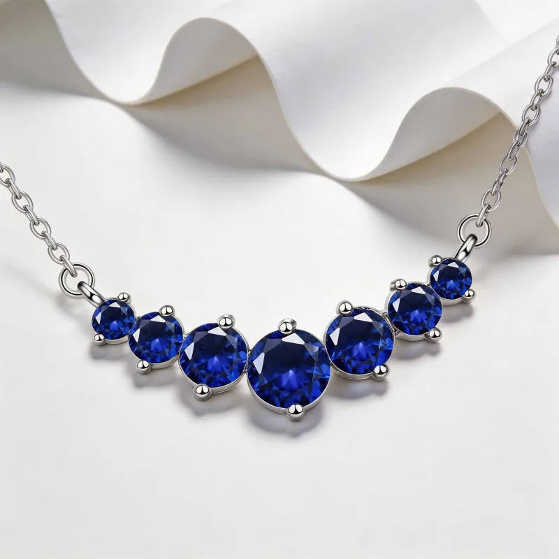 Korean and Japanese hot-selling new Moissanite straight pendant necklace for women, clavicle chain jewelry Blue-7