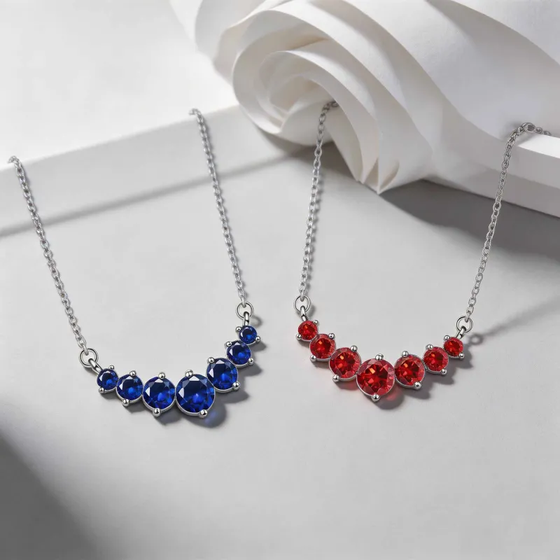 Korean and Japanese hot-selling new Moissanite straight pendant necklace for women, clavicle chain jewelry Blue-9