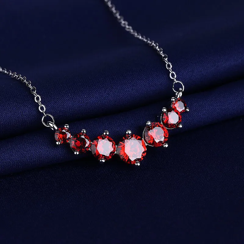 Korean and Japanese hot-selling new Moissanite straight pendant necklace for women, clavicle chain jewelry Red-2