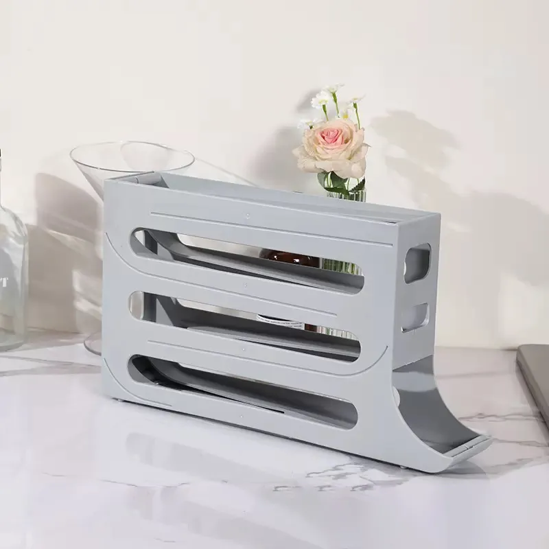 Large Capacity Egg Organizer Auto-Rolling Dispenser for Fridge, 4-Layer Eggs Dispenser, Egg Tray Storage 30 egg Container Space-Saving Egg Roller for Refrigerator - Gray Gray-2