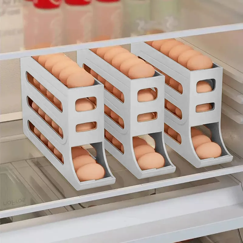 Large Capacity Egg Organizer Auto-Rolling Dispenser for Fridge, 4-Layer Eggs Dispenser, Egg Tray Storage 30 egg Container Space-Saving Egg Roller for Refrigerator - Gray Gray-4