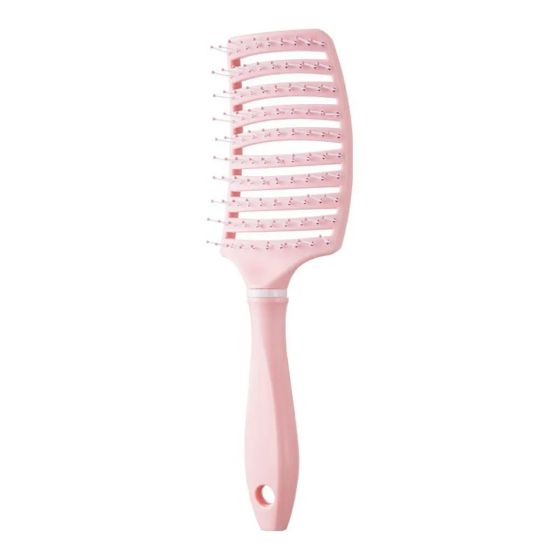 Large Curved Comb for Women, Home Use Hollow Rib Comb, Volumizing Crown, Long Hair Curling Hollow Straightening Comb Pink