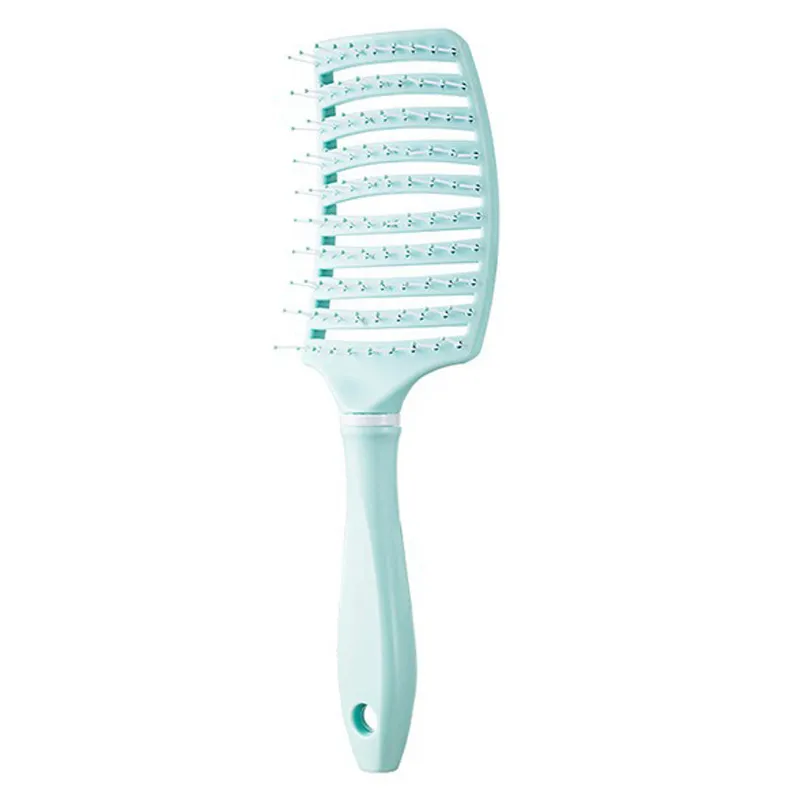 Large Curved Comb for Women, Home Use Hollow Rib Comb, Volumizing Crown, Long Hair Curling Hollow Straightening Comb Blue