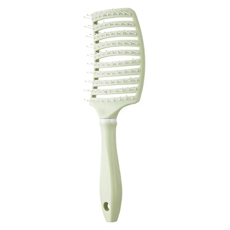 Large Curved Comb for Women, Home Use Hollow Rib Comb, Volumizing Crown, Long Hair Curling Hollow Straightening Comb Green