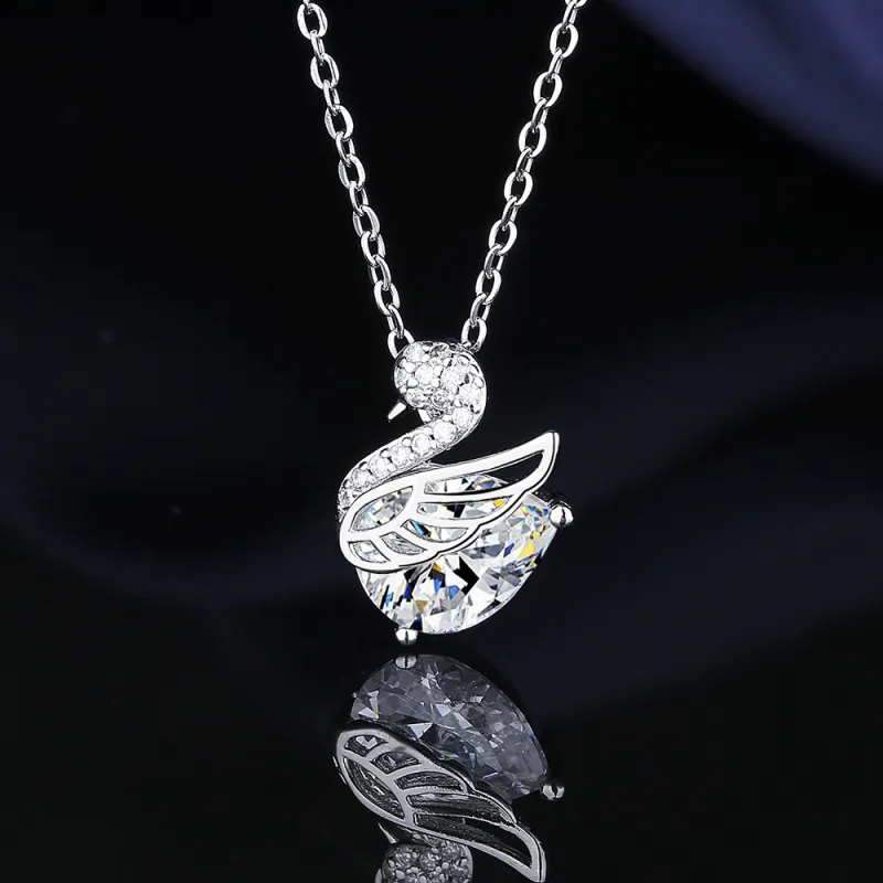 Light luxury fashion niche little swan necklace pendant, versatile and stylish collarbone chain, women's jewelry gift Silver-4