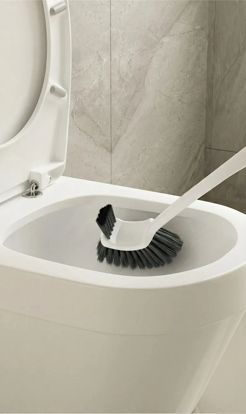 Light Luxury Long-Handle Toilet Brush for Home Use, Single-Sided, No Dead Angle Cleaning Brush White-1