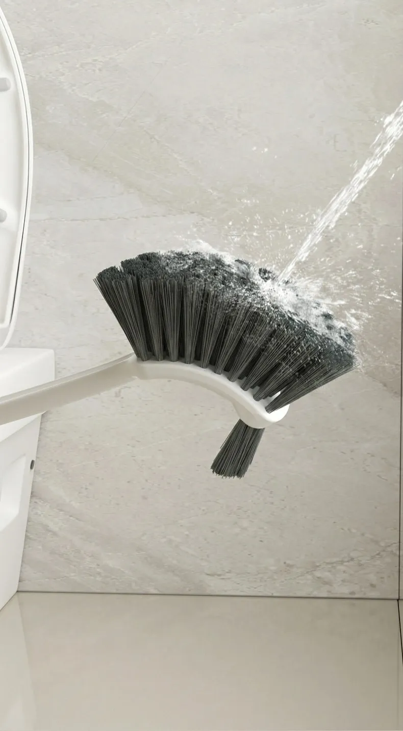 Light Luxury Long-Handle Toilet Brush for Home Use, Single-Sided, No Dead Angle Cleaning Brush White-3