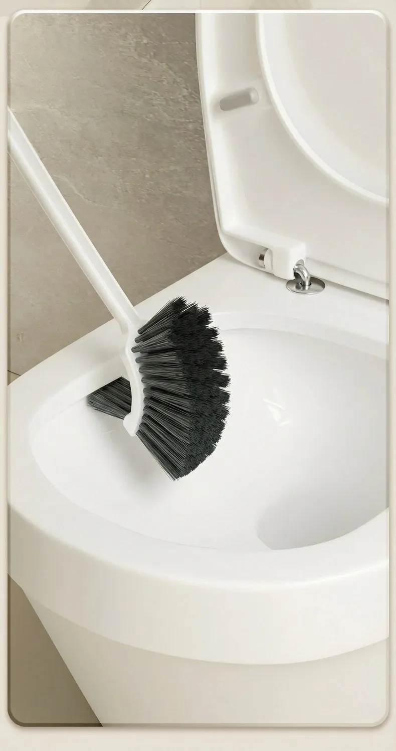 Light Luxury Long-Handle Toilet Brush for Home Use, Single-Sided, No Dead Angle Cleaning Brush White-4