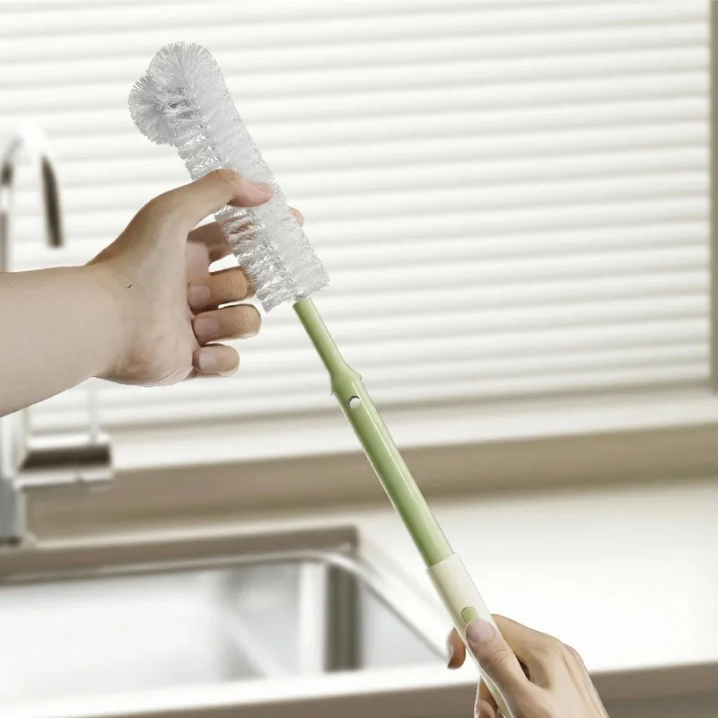 Long Bottle Cleaning Brush for Long and Narrow Neck Kombucha, Baby Bottles, Brewing Bottle Cleaner, Easy to Clean Corner, Adjustable Green-3