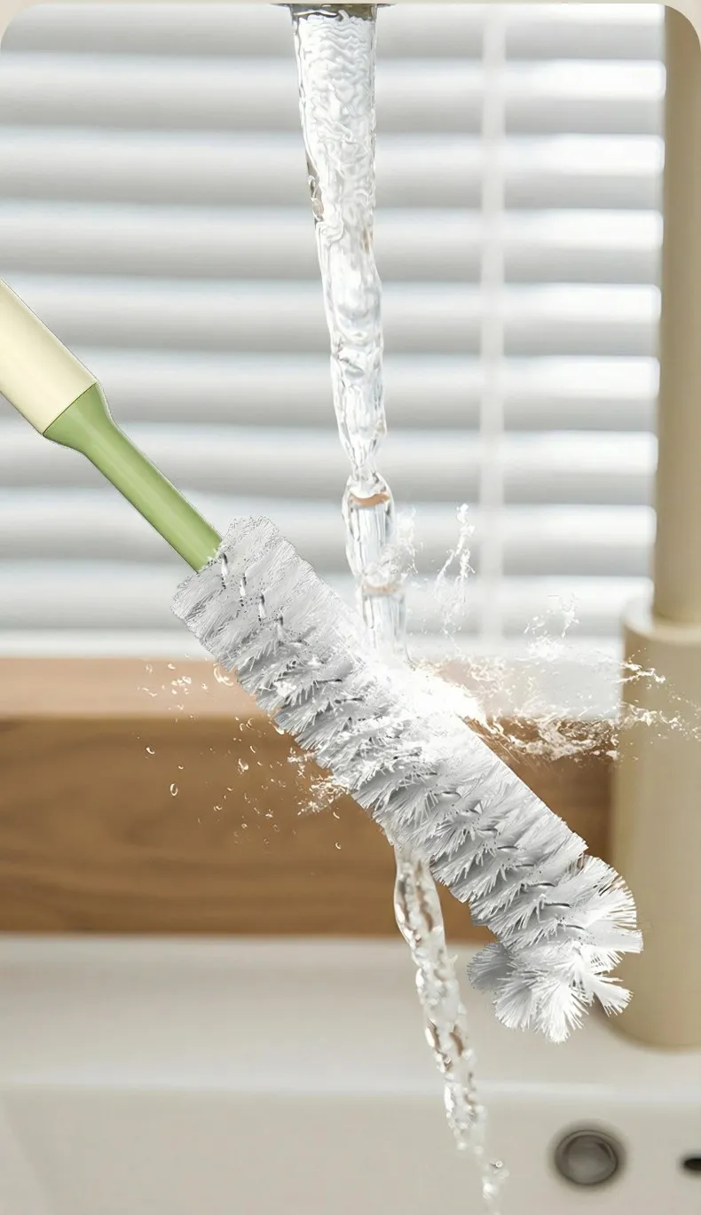 Long Bottle Cleaning Brush for Long and Narrow Neck Kombucha, Baby Bottles, Brewing Bottle Cleaner, Easy to Clean Corner, Adjustable Green-2