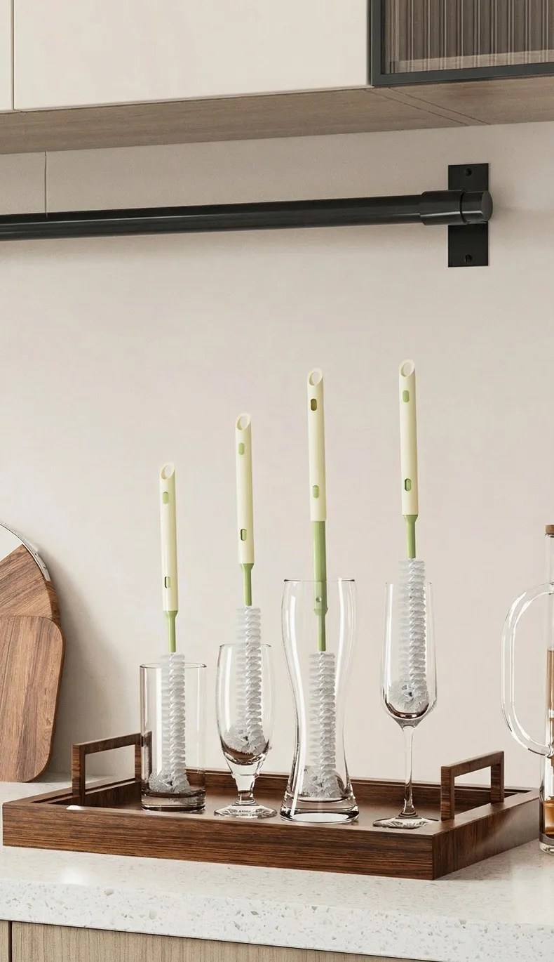 Long Bottle Cleaning Brush for Long and Narrow Neck Kombucha, Baby Bottles, Brewing Bottle Cleaner, Easy to Clean Corner, Adjustable Green-4